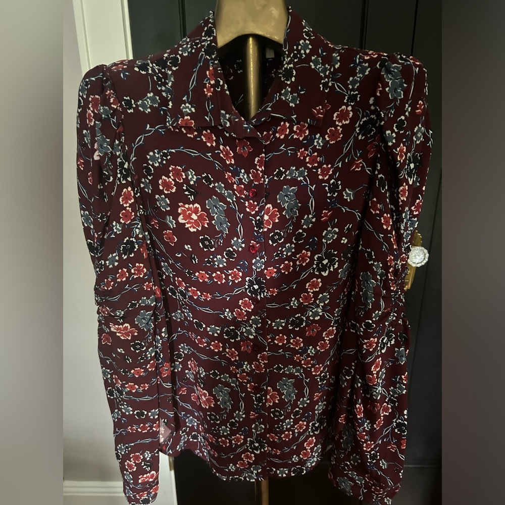 See By Chloe burgundy floral blouse viscose blouse size 38